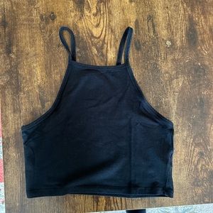 Halter neck little black crop top